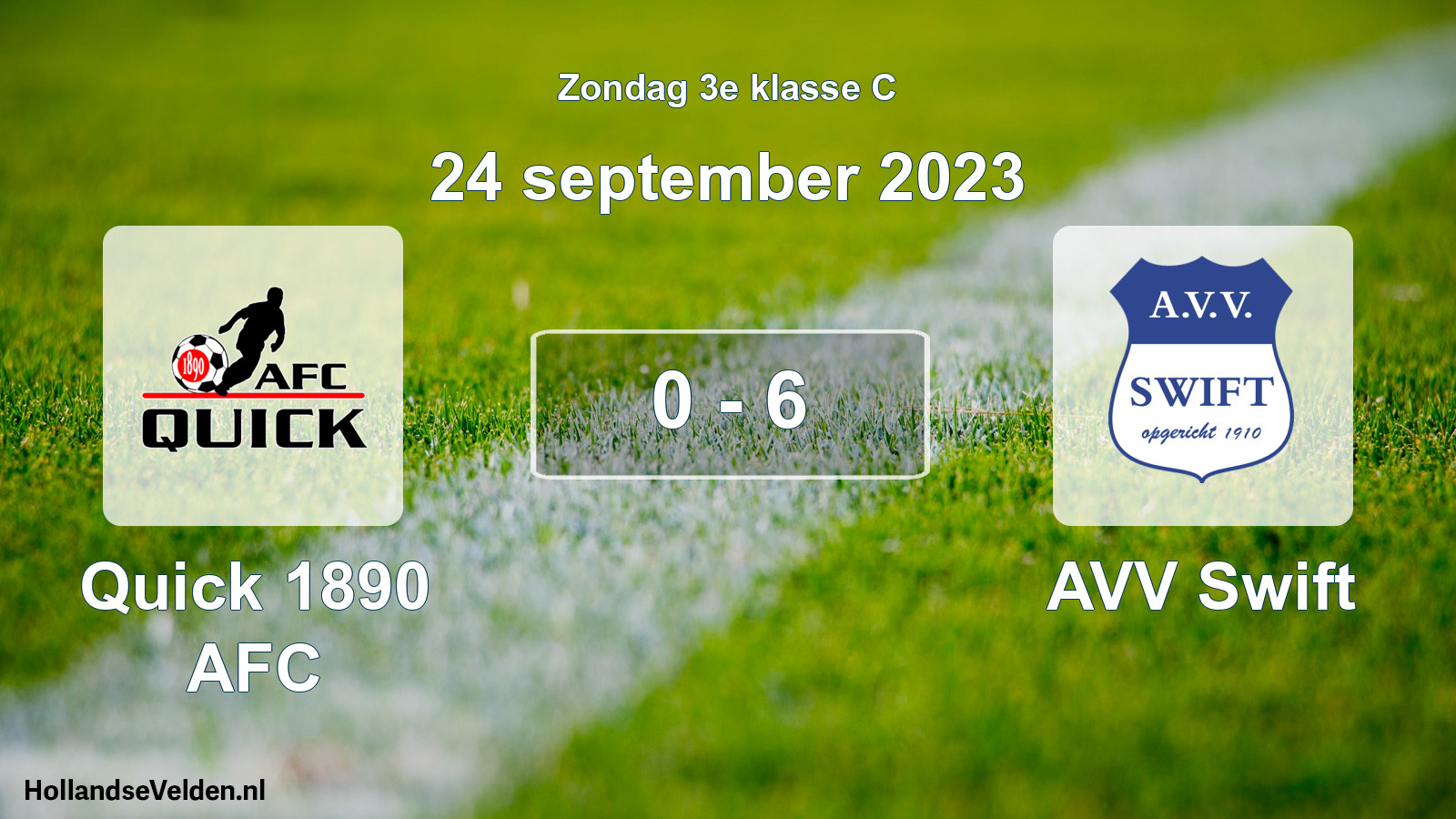 Total number of matches played: Quick 1890 AFC - AVV Swift 0 - 6 (24 September 2023)
