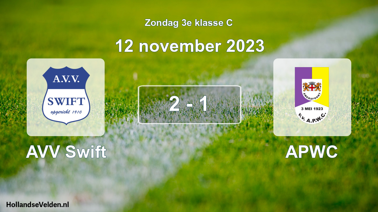 Total number of matches played: AVV Swift - APWC 2 - 1 (12 November 2023)