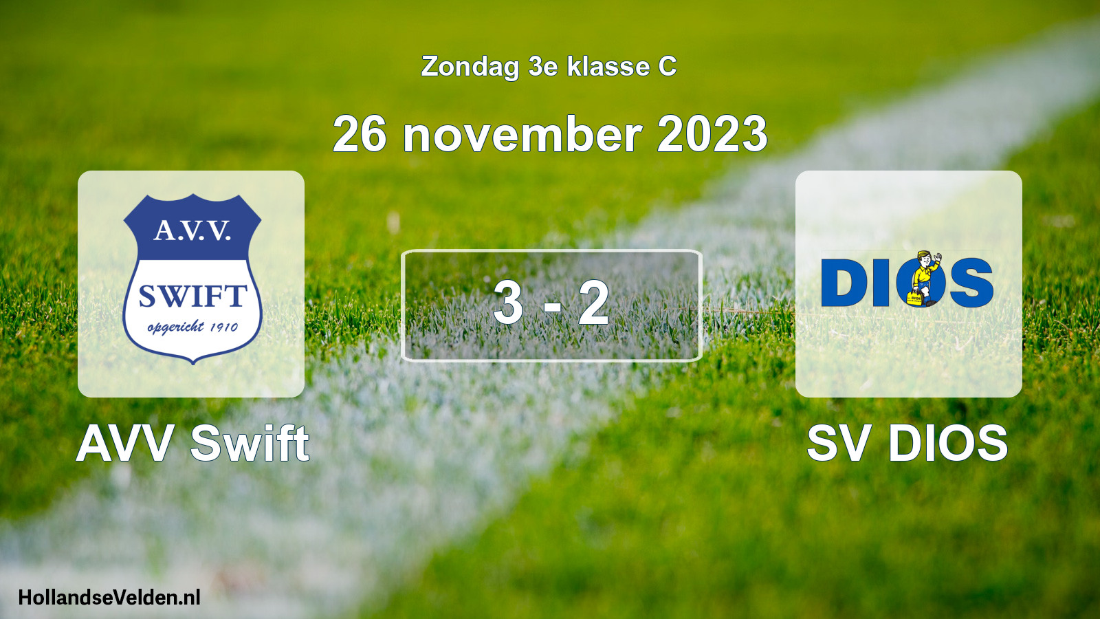 Total number of matches played: AVV Swift - SV DIOS 3 - 2 (26 November 2023)