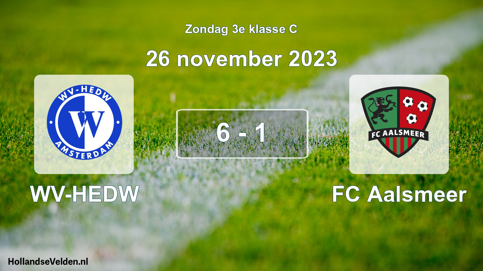 Total number of matches played: WV-HEDW - FC Aalsmeer 6 - 1 (26 November 2023)