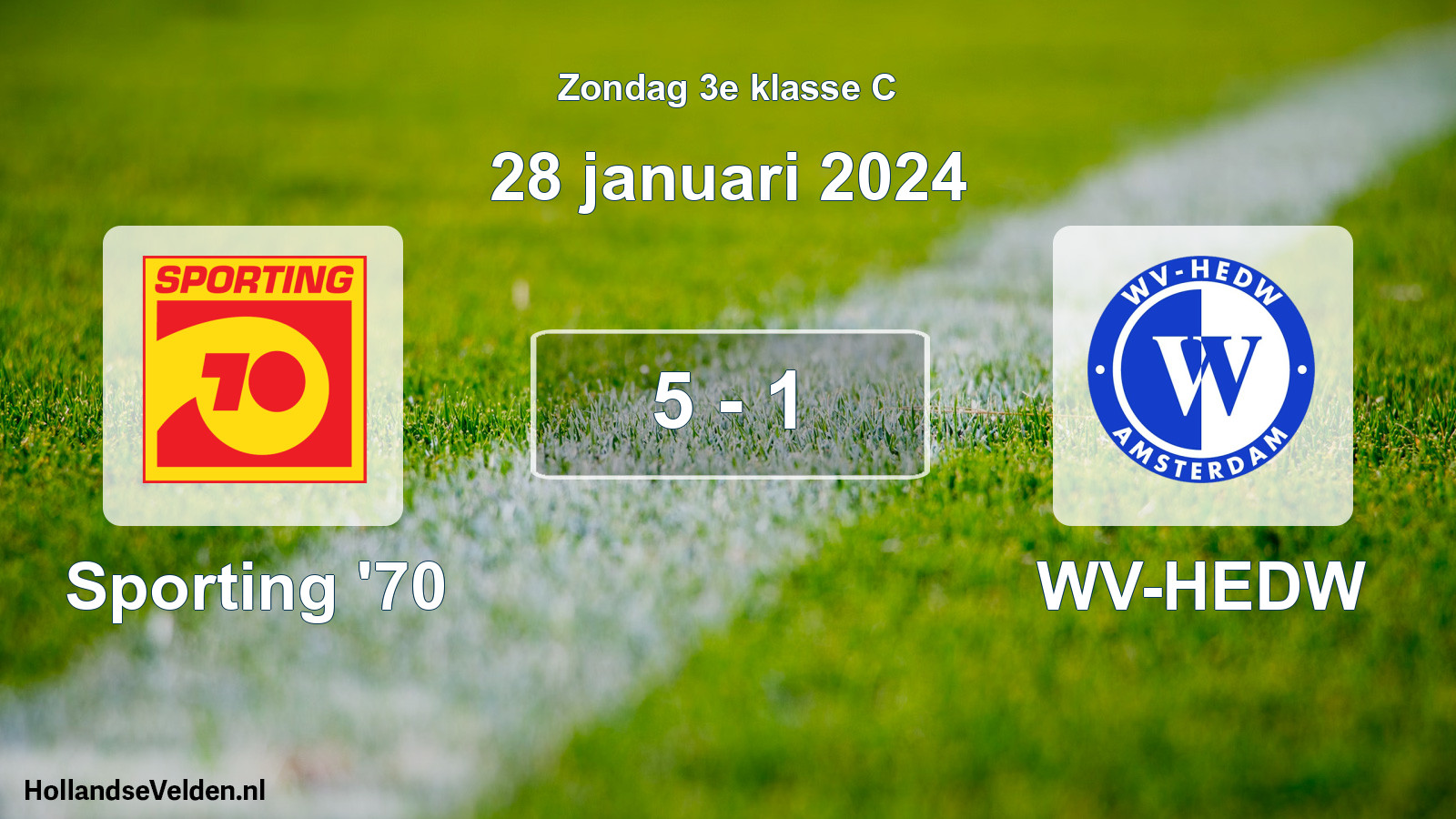 Total number of matches played: Sporting '70 - WV-HEDW 5 - 1 (28 January 2024)