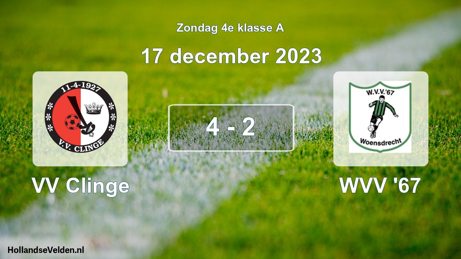 Total number of matches played: VV Clinge - WVV '67 4 - 2 (17 December 2023)