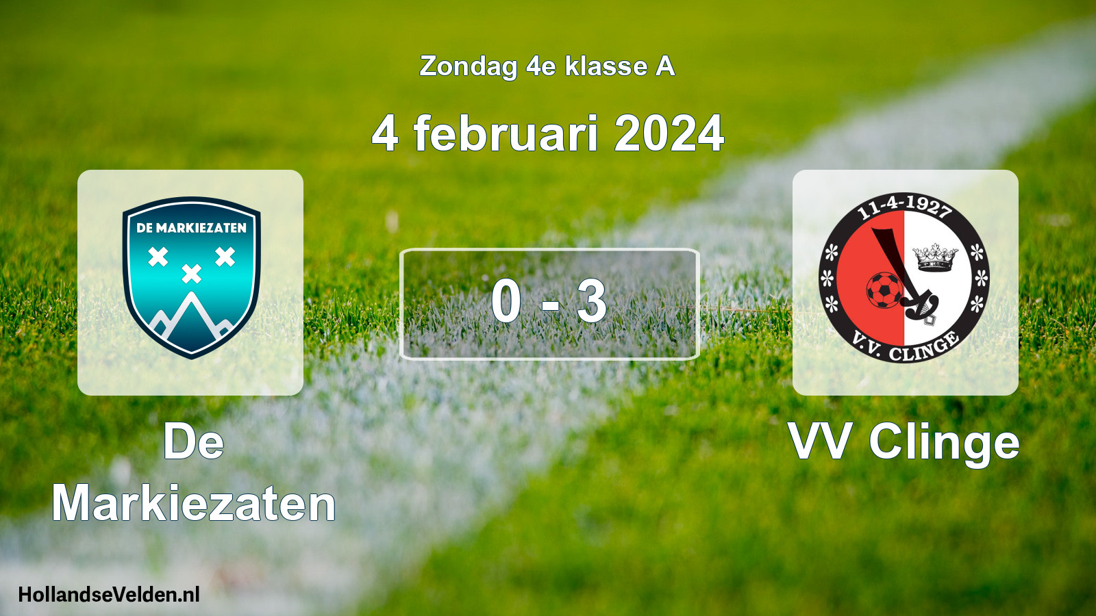 Total number of matches played: De Markiezaten - VV Clinge 0 - 3 (4 February 2024)