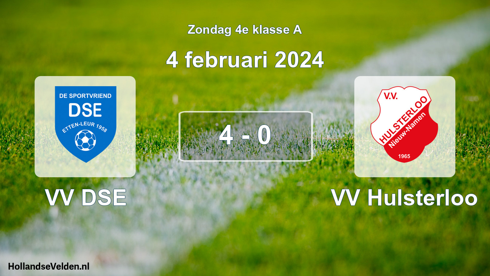 Total number of matches played: VV DSE - VV Hulsterloo 4 - 0 (4 February 2024)
