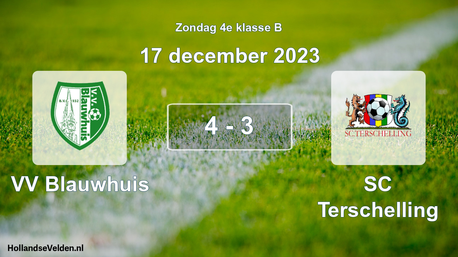 Total number of matches played: VV Blauwhuis - SC Terschelling 4 - 3 (17 December 2023)