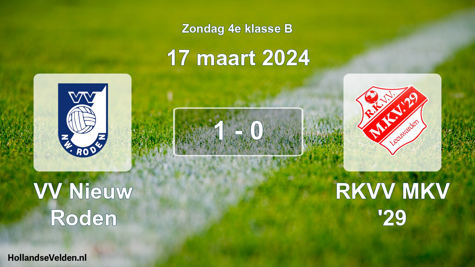 Total number of matches played: VV Nieuw Roden - RKVV MKV '29 1 - 0 (17 March 2024)