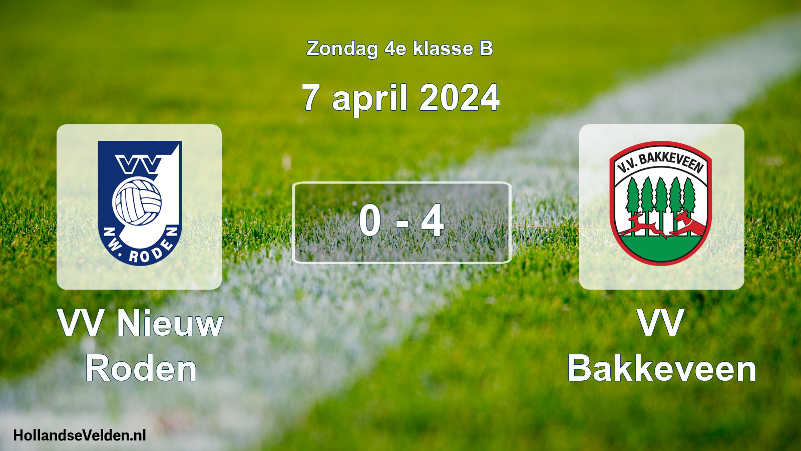 Total number of matches played: VV Nieuw Roden - VV Bakkeveen 0 - 4 (7 April 2024)