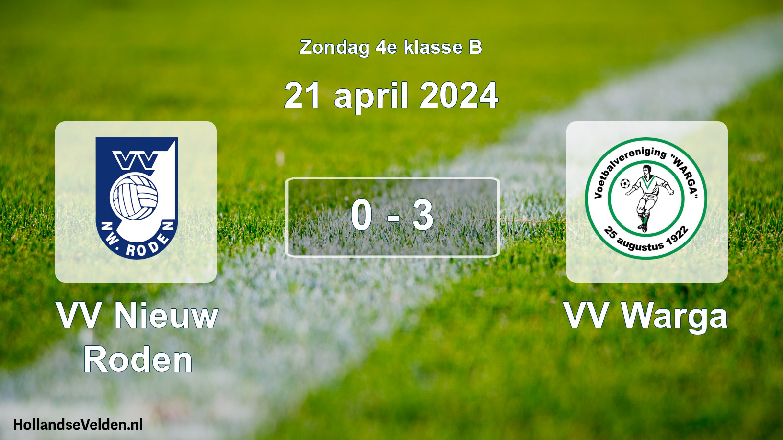 Total number of matches played: VV Nieuw Roden - VV Warga 0 - 3 (21 April 2024)
