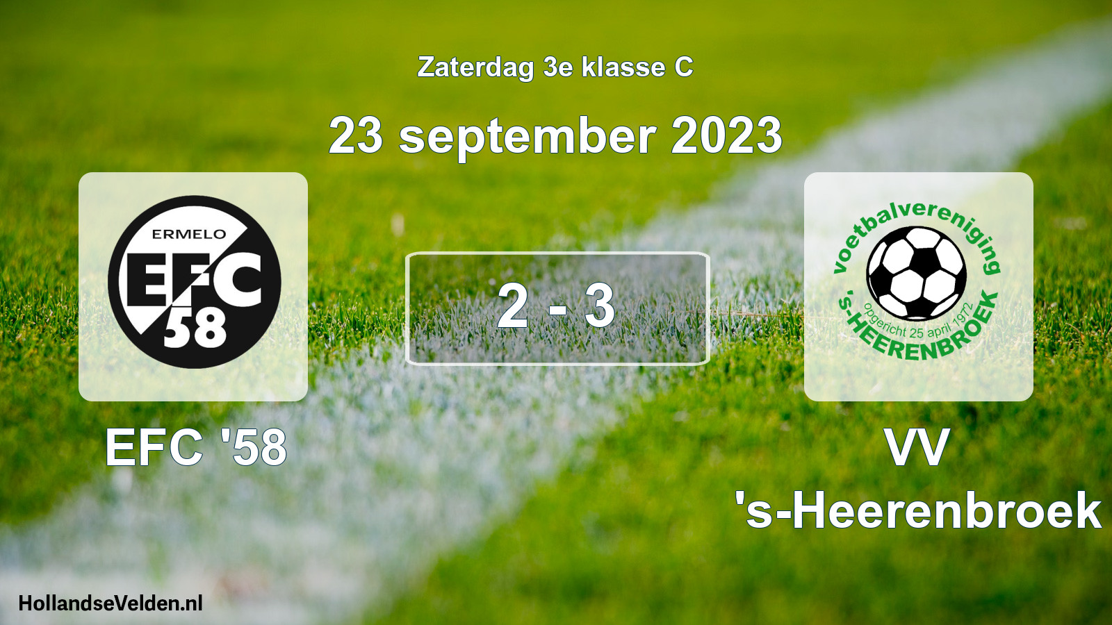 Total number of matches played: EFC '58 - VV 's-Heerenbroek 2 - 3 (23 September 2023)