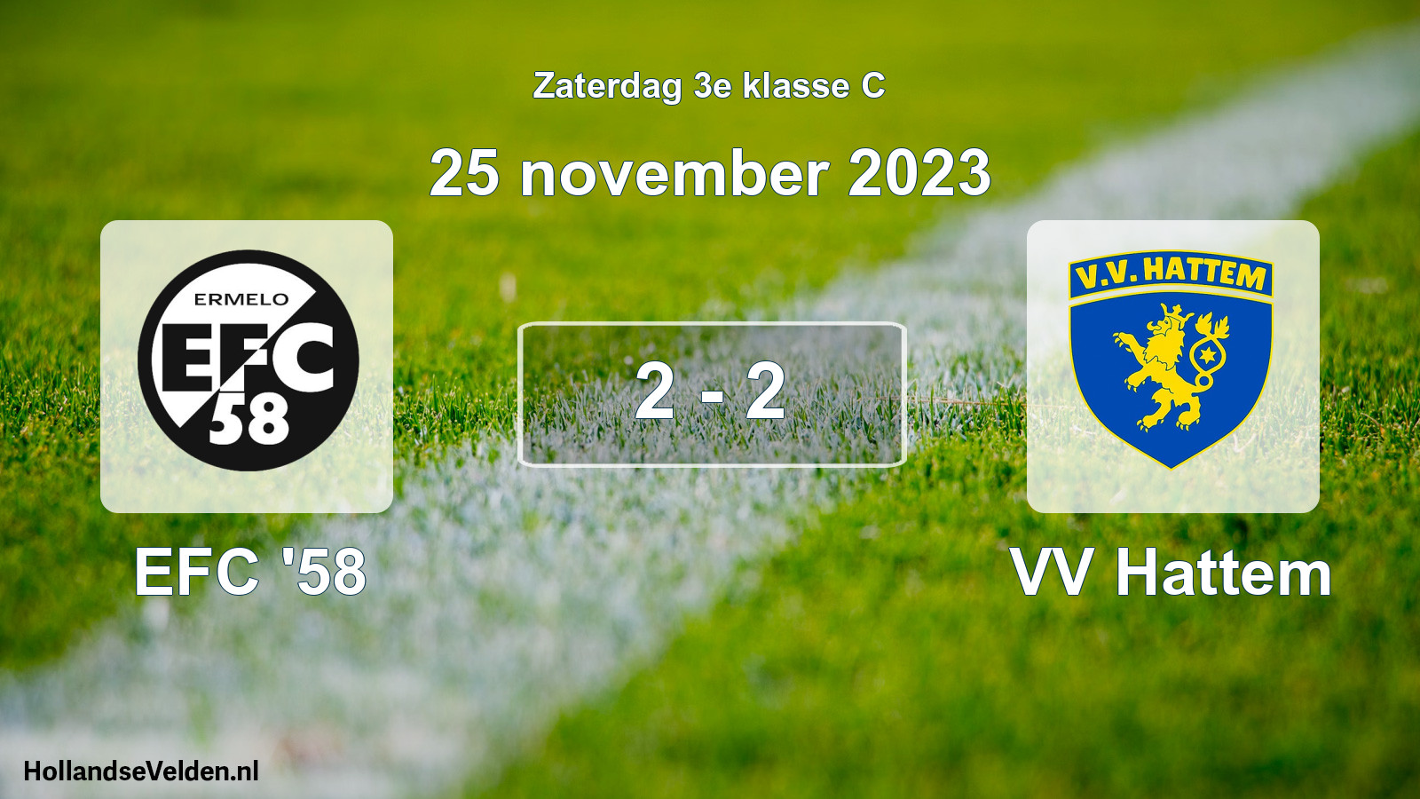 Total number of matches played: EFC '58 - VV Hattem 2 - 2 (25 November 2023)