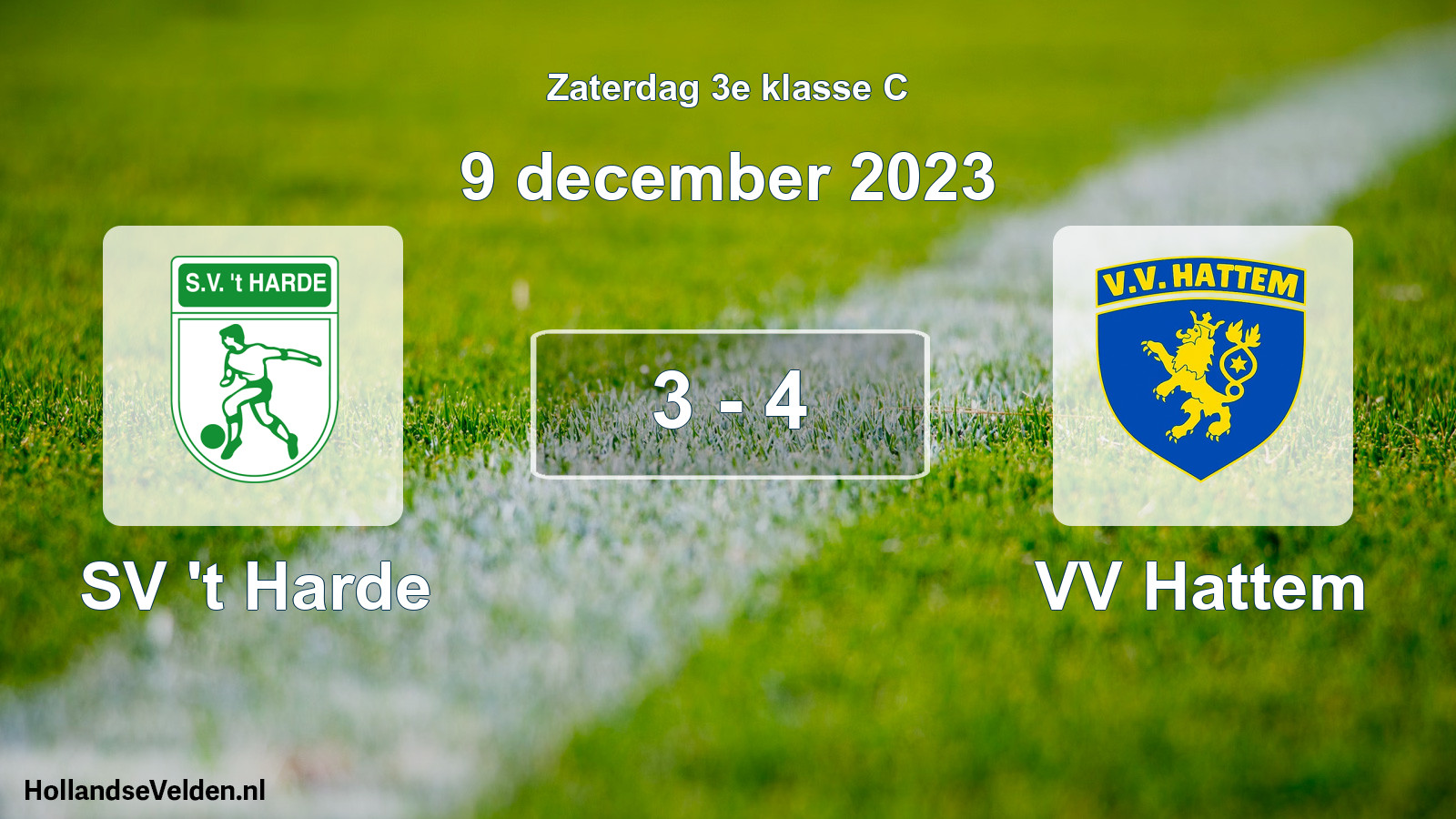 Total number of matches played: SV 't Harde - VV Hattem 3 - 4 (9 December 2023)