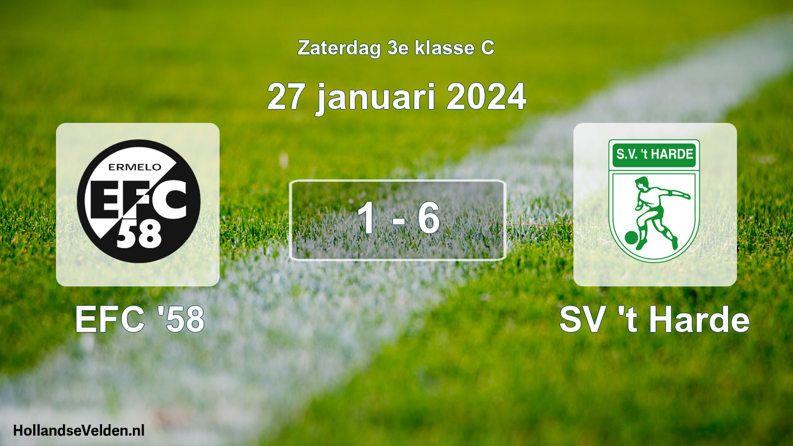 Total number of matches played: EFC '58 - SV 't Harde 1 - 6 (27 January 2024)