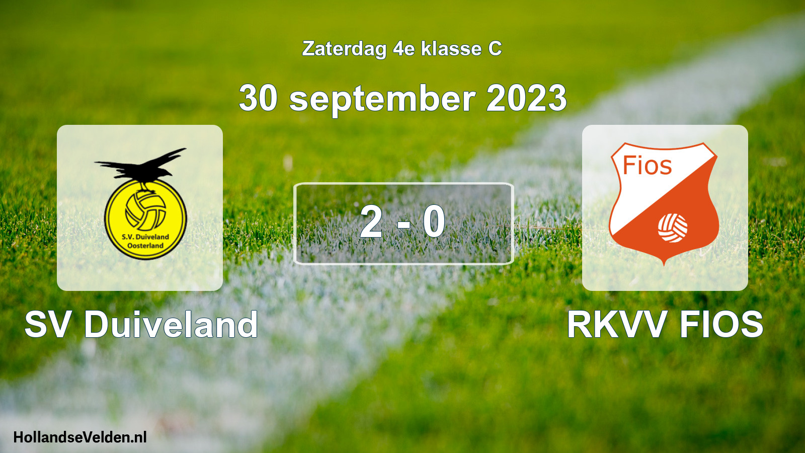 Total number of matches played: SV Duiveland - RKVV FIOS 2 - 0 (30 September 2023)