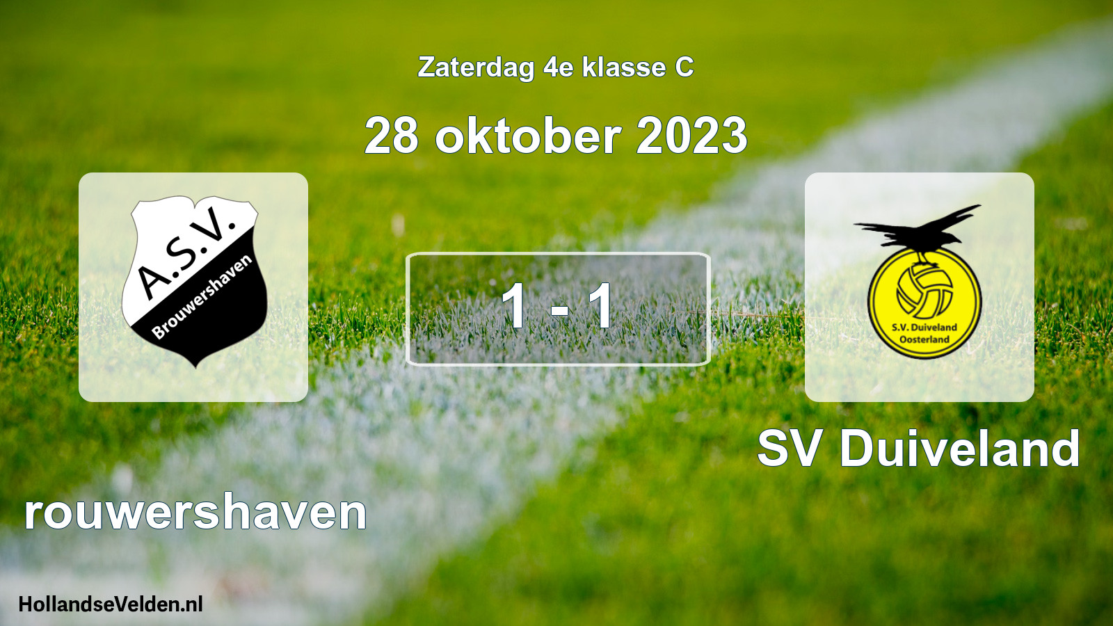Total number of matches played: Brouwershaven - SV Duiveland 1 - 1 (28 October 2023)