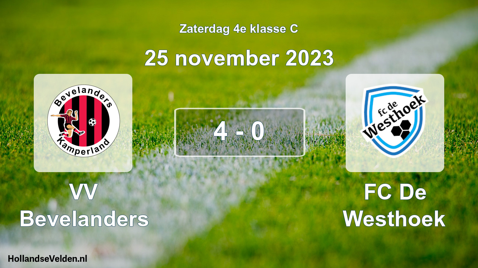 Total number of matches played: VV Bevelanders - FC De Westhoek 4 - 0 (25 November 2023)