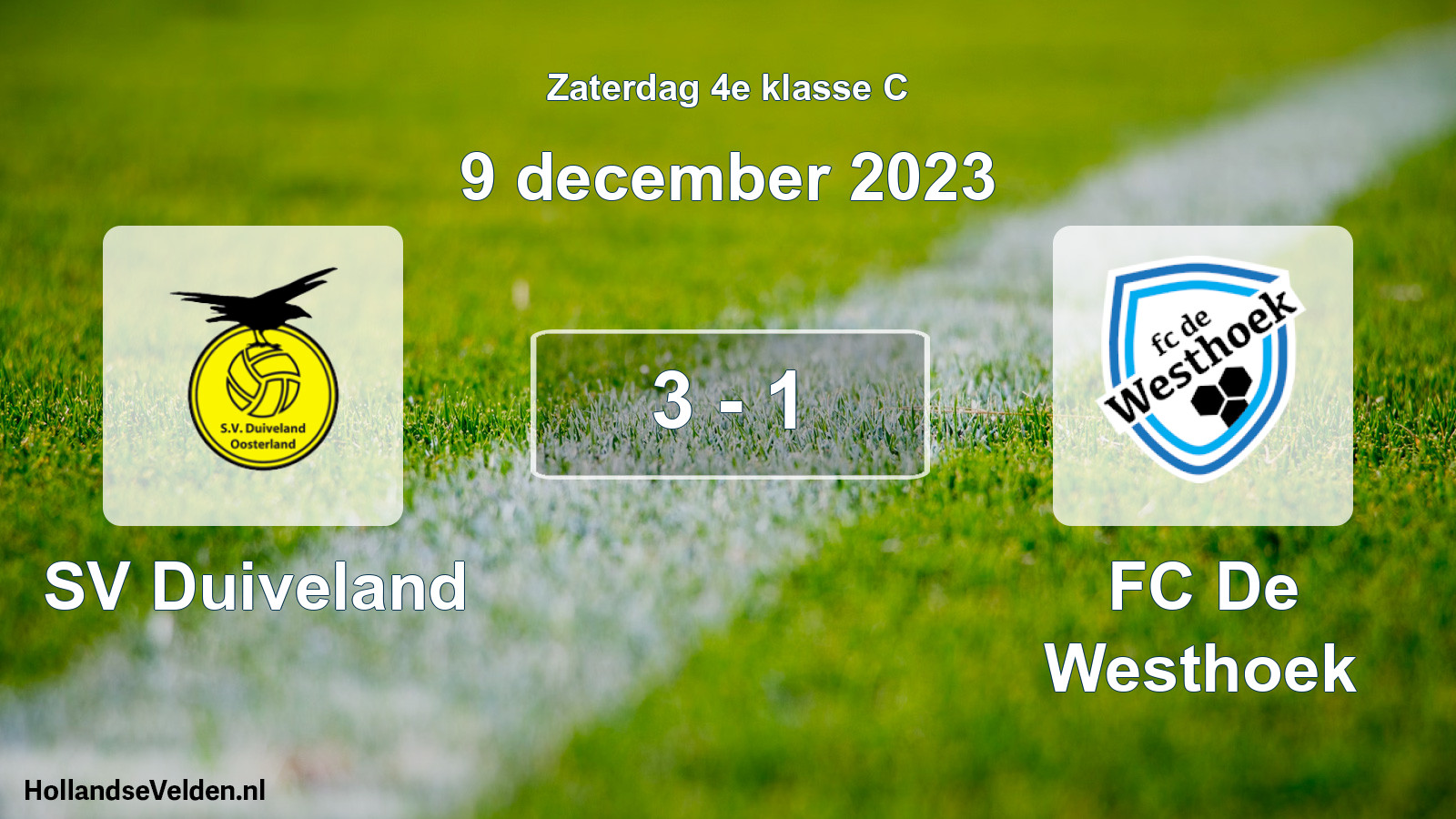 Total number of matches played: SV Duiveland - FC De Westhoek 3 - 1 (9 December 2023)