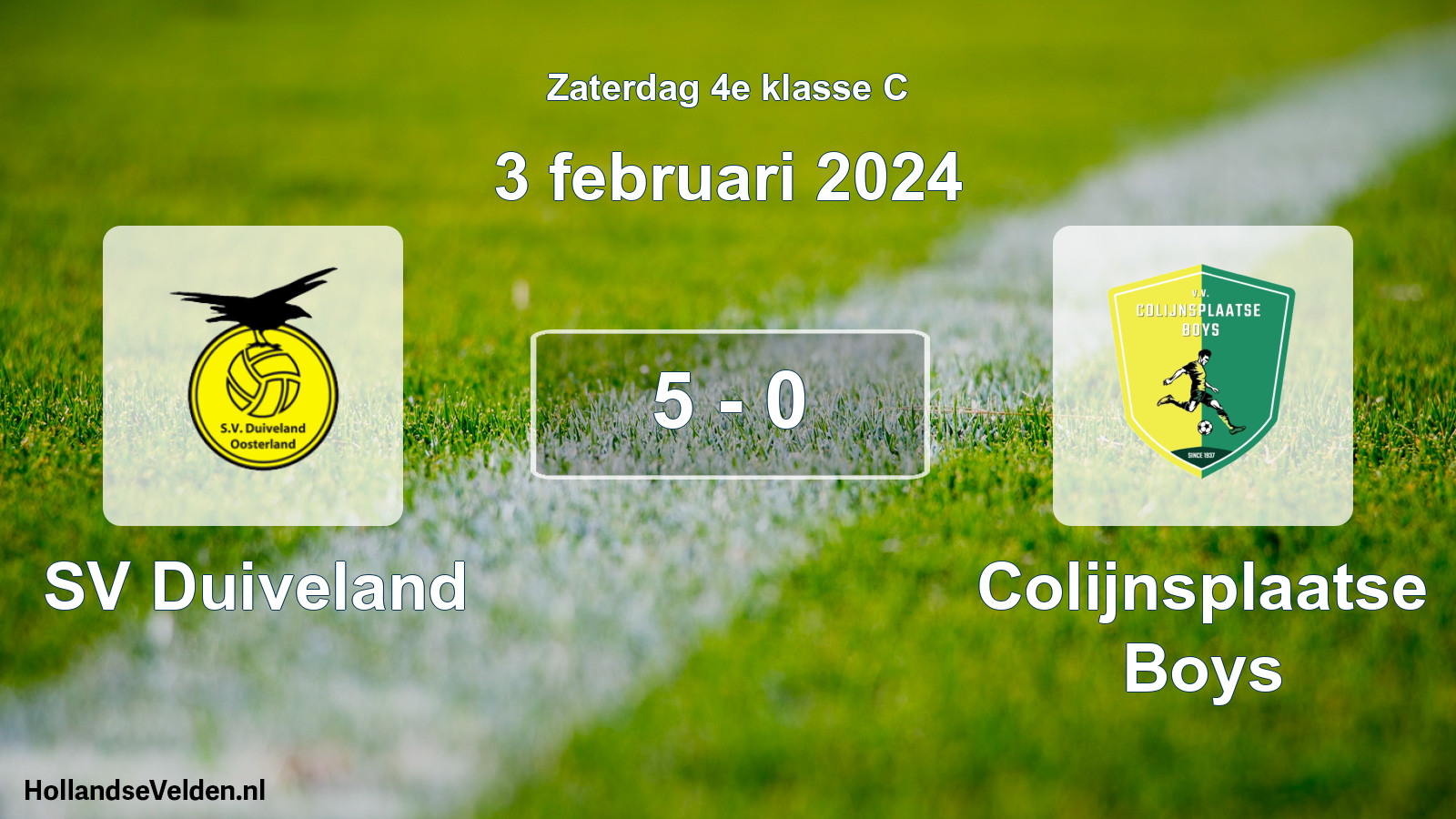 Total number of matches played: SV Duiveland - Colijnsplaatse Boys 5 - 0 (3 February 2024)