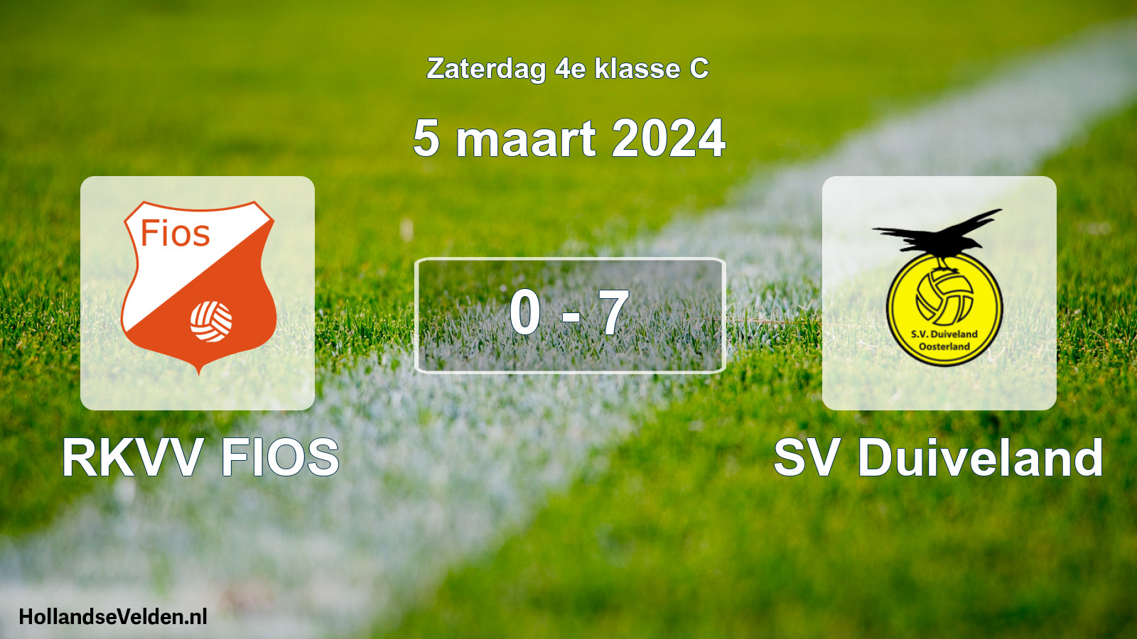 Total number of matches played: RKVV FIOS - SV Duiveland 0 - 7 (5 March 2024)