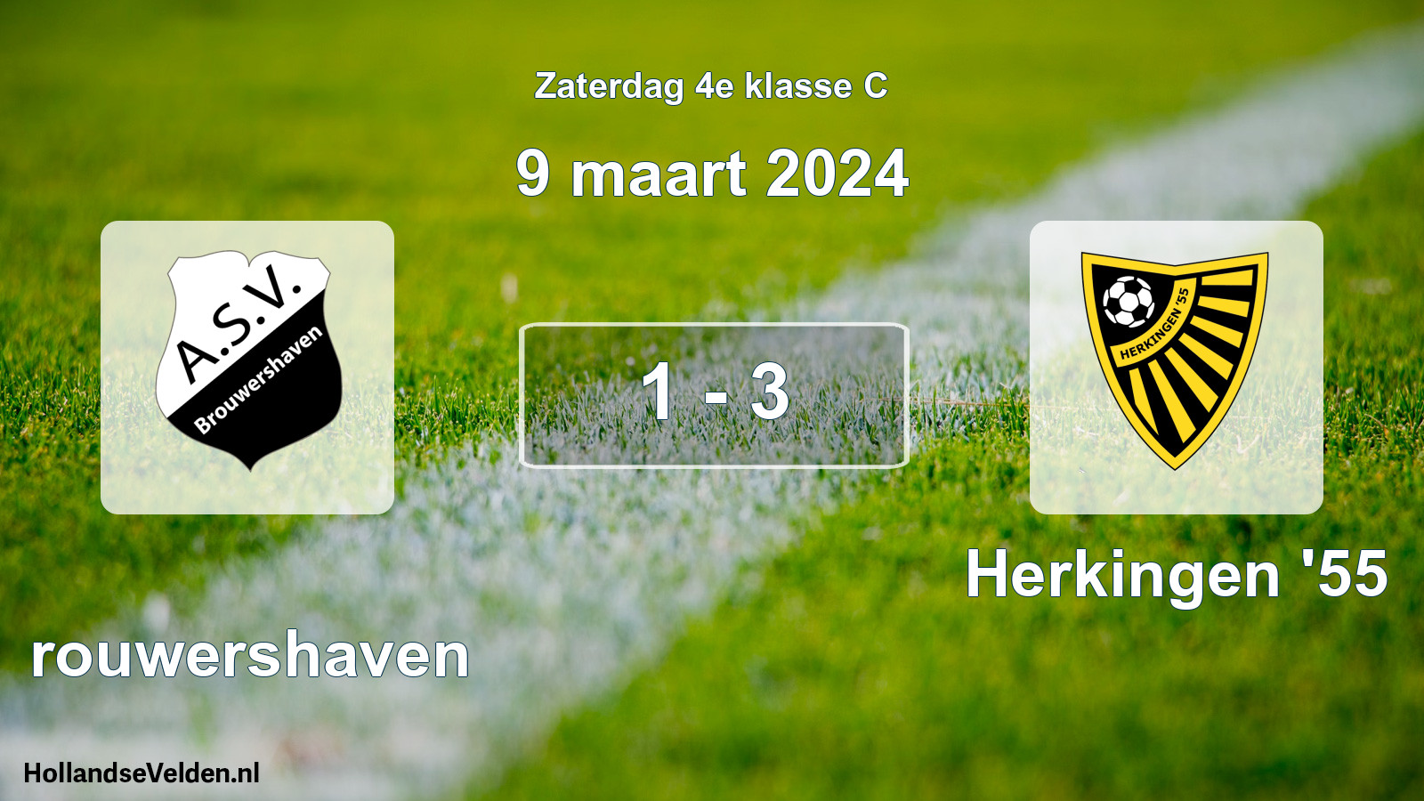 Total number of matches played: Brouwershaven - Herkingen '55 1 - 3 (9 March 2024)