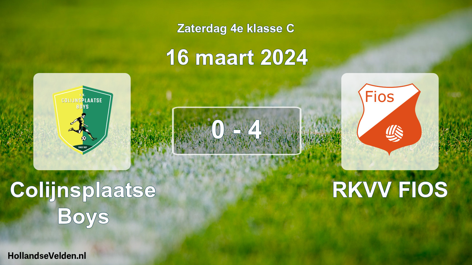 Total number of matches played: Colijnsplaatse Boys - RKVV FIOS 0 - 4 (16 March 2024)