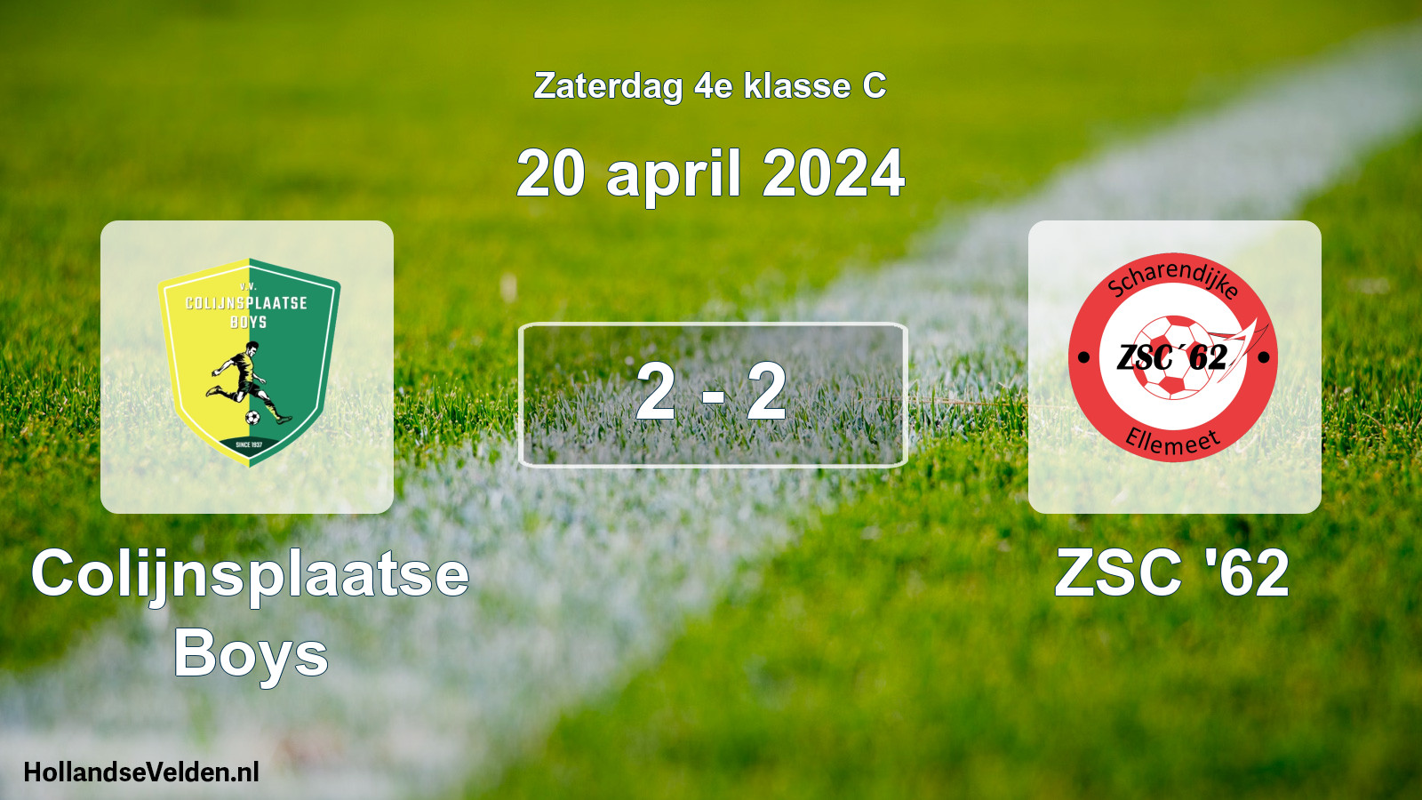 Total number of matches played: Colijnsplaatse Boys - ZSC '62 2 - 2 (20 April 2024)