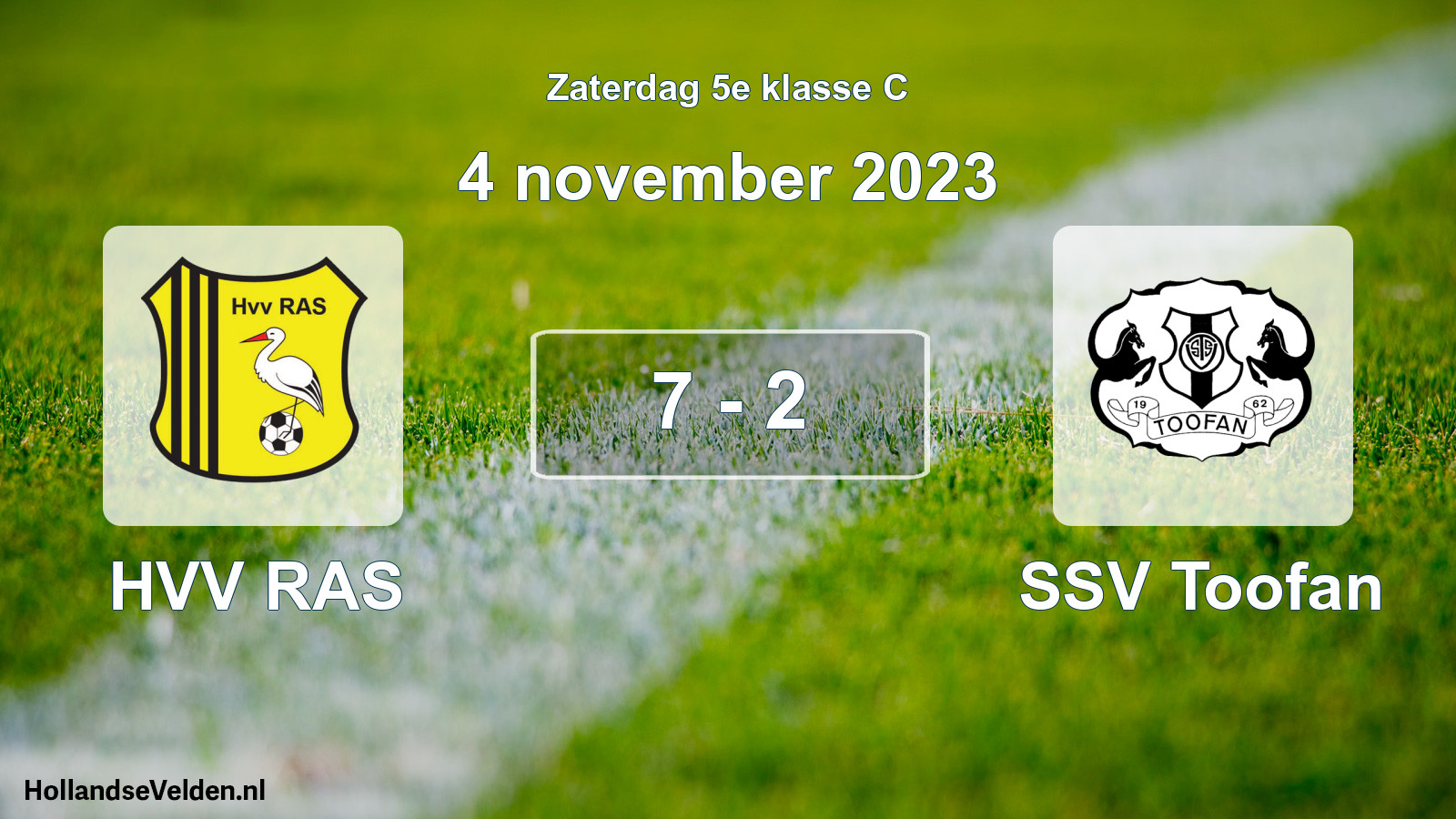 Total number of matches played: HVV RAS - SSV Toofan 7 - 2 (4 November 2023)