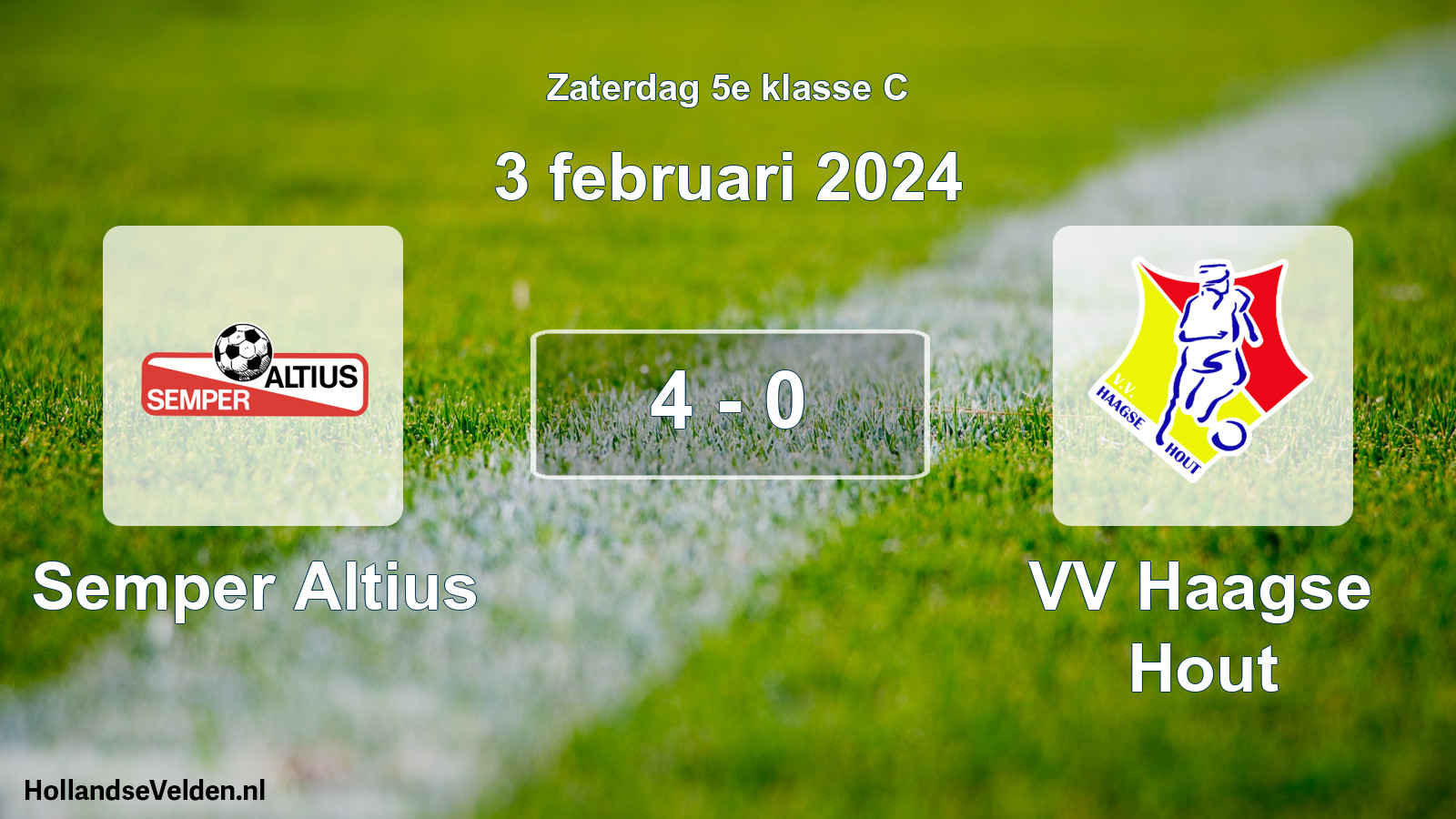 Total number of matches played: Semper Altius - VV Haagse Hout 4 - 0 (3 February 2024)
