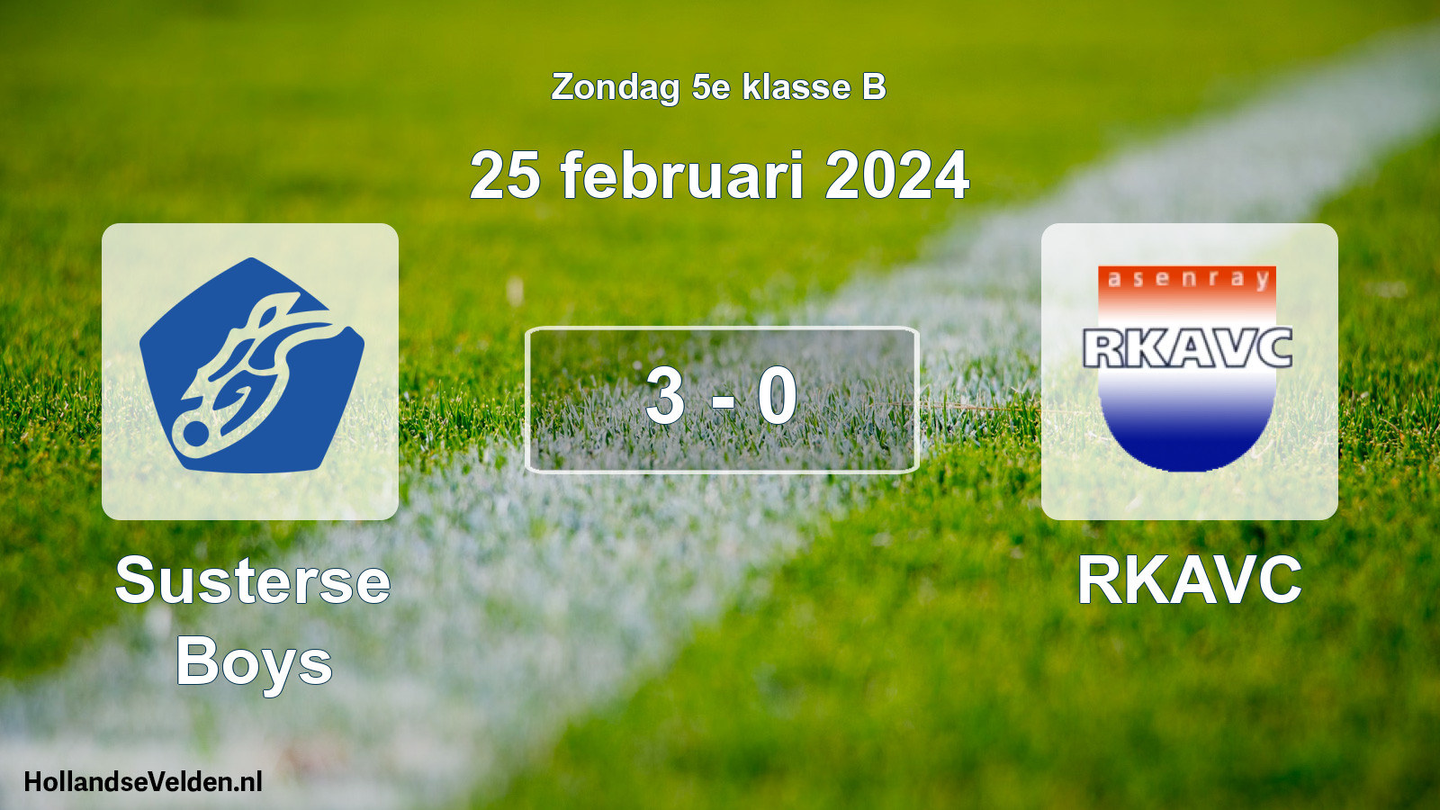Total number of matches played: Susterse Boys - RKAVC 3 - 0 (25 February 2024)