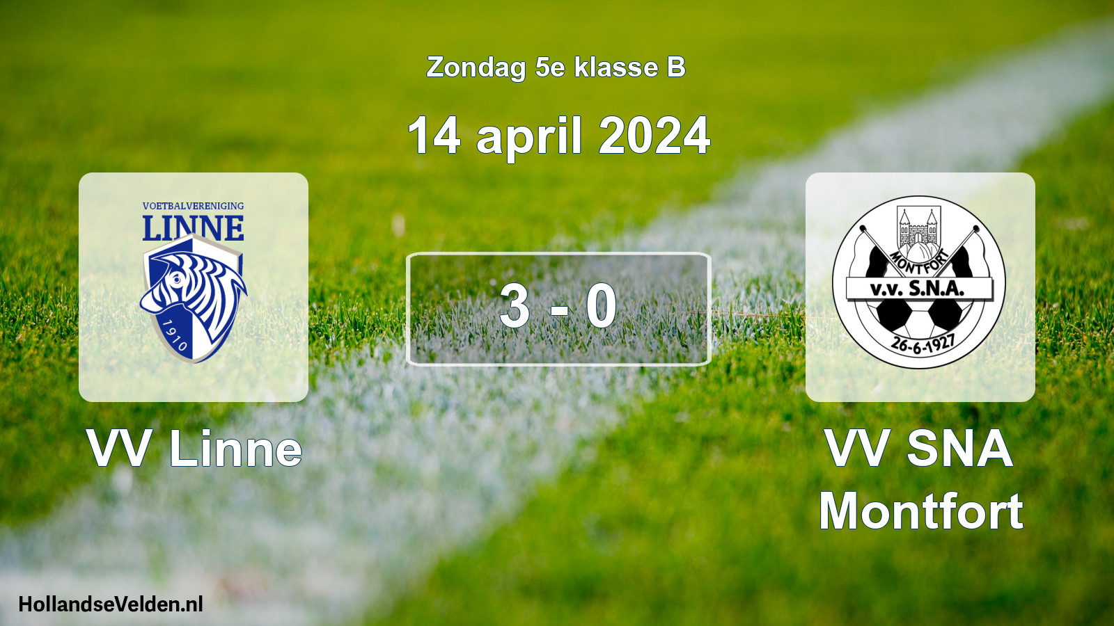 Total number of matches played: VV Linne - VV SNA Montfort 3 - 0 (14 April 2024)