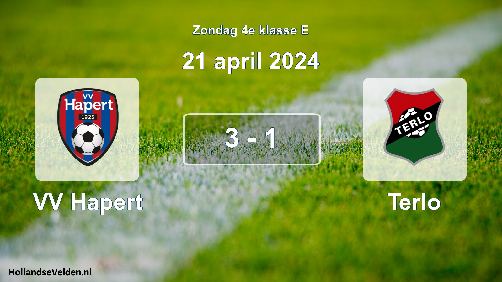 Total number of matches played: VV Hapert - Terlo 3 - 1 (21 April 2024)