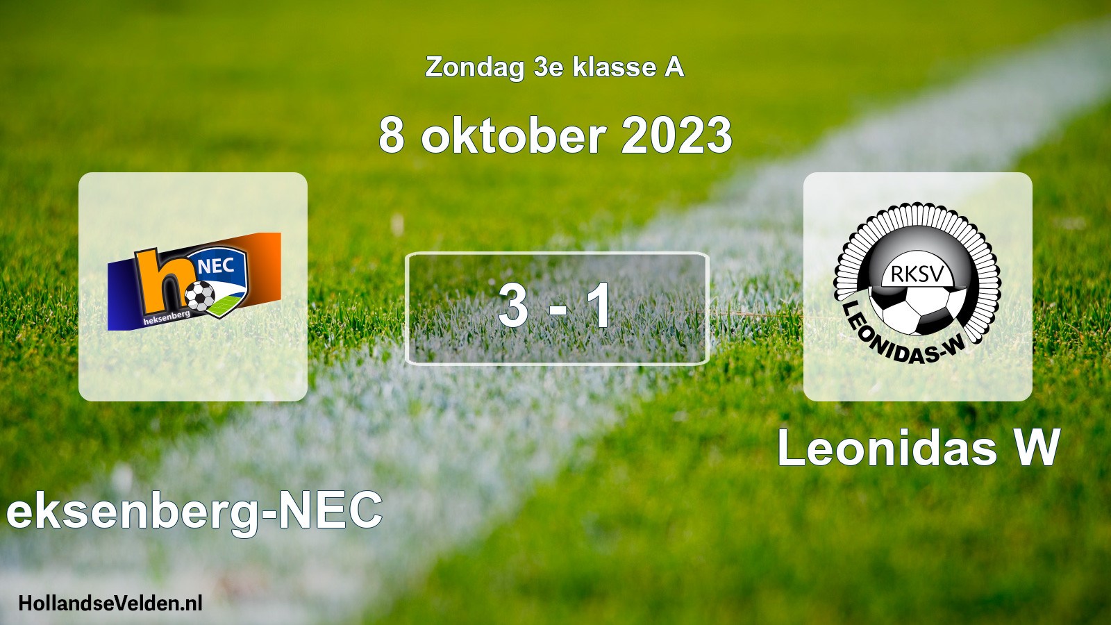 Total number of matches played: Heksenberg-NEC - Leonidas W 3 - 1 (8 October 2023)