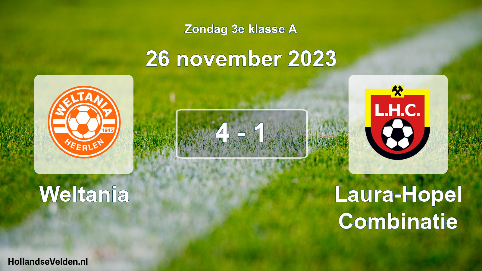 Total number of matches played: Weltania - Laura-Hopel Combinatie 4 - 1 (26 November 2023)