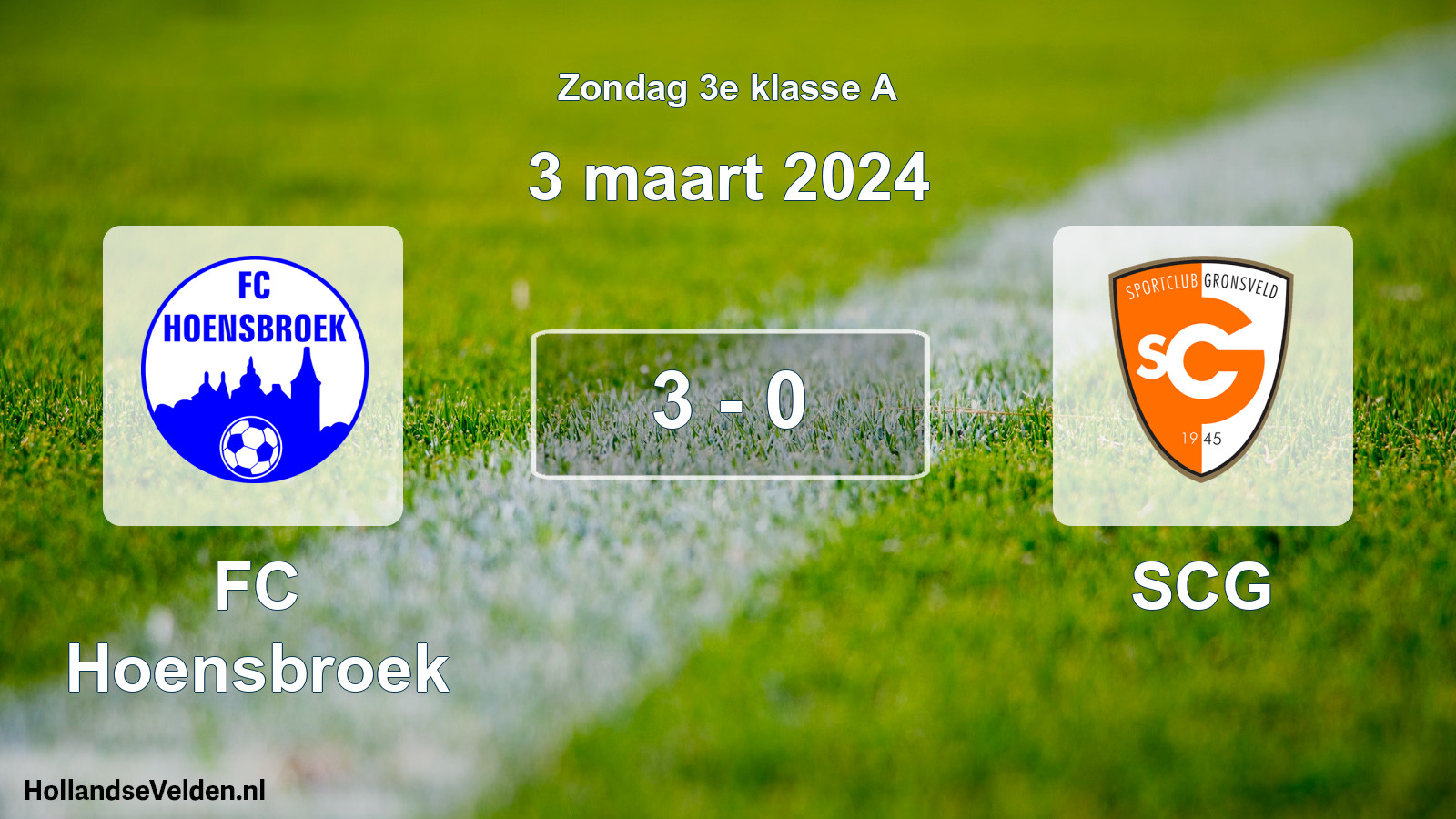 Total number of matches played: FC Hoensbroek - SCG 3 - 0 (3 March 2024)