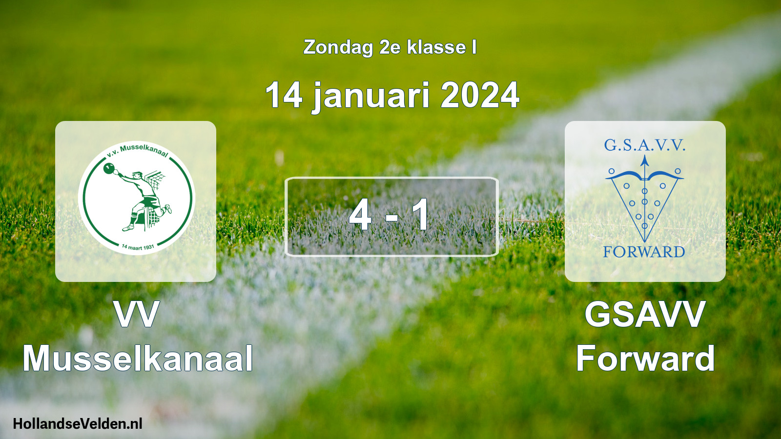 Total number of matches played: VV Musselkanaal - GSAVV Forward 4 - 1 (14 January 2024)