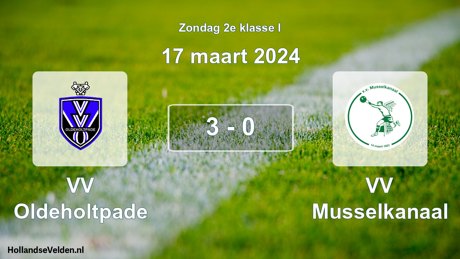 Total number of matches played: VV Oldeholtpade - VV Musselkanaal 3 - 0 (17 March 2024)