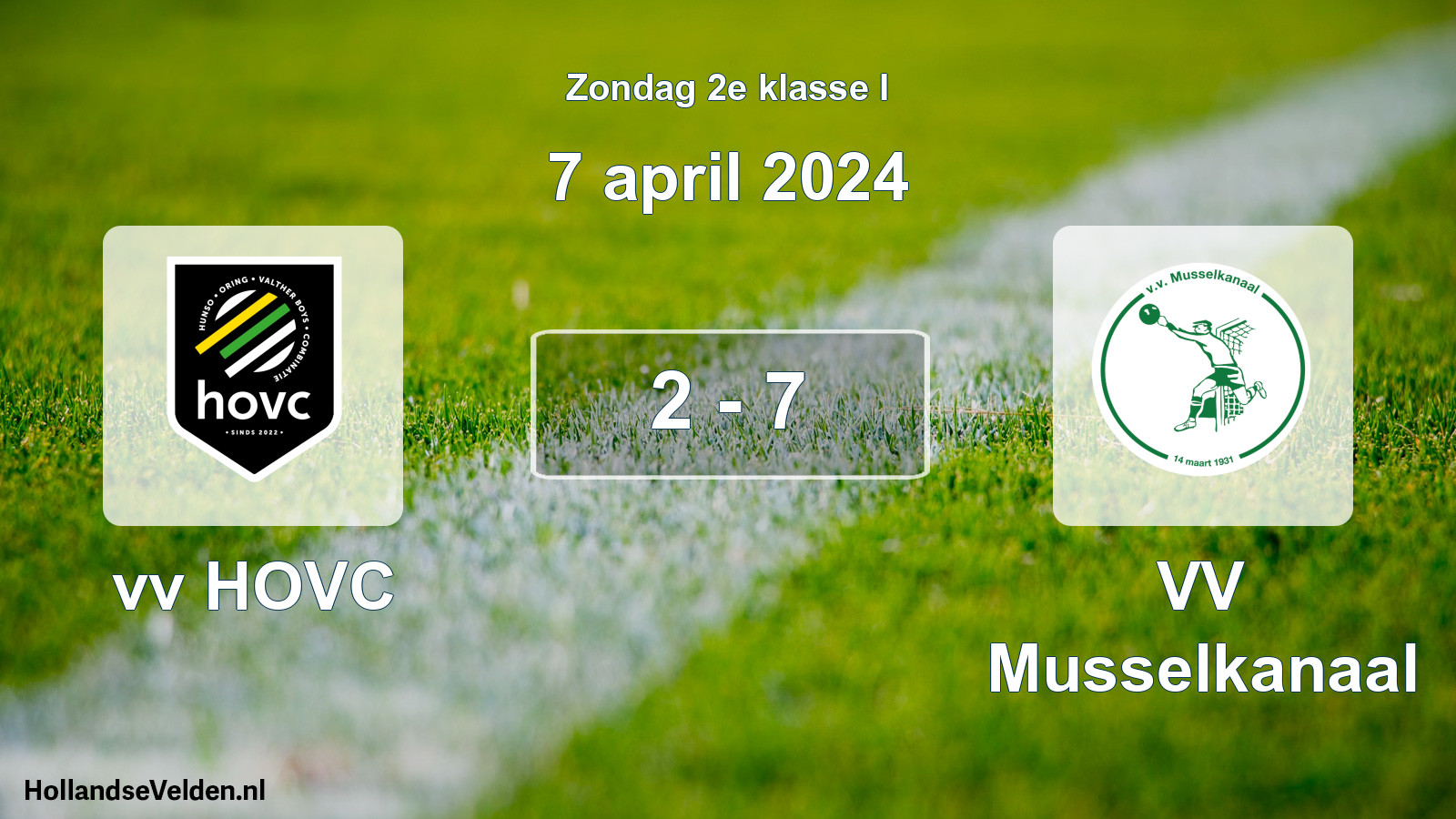 Total number of matches played: vv HOVC - VV Musselkanaal 2 - 7 (7 April 2024)