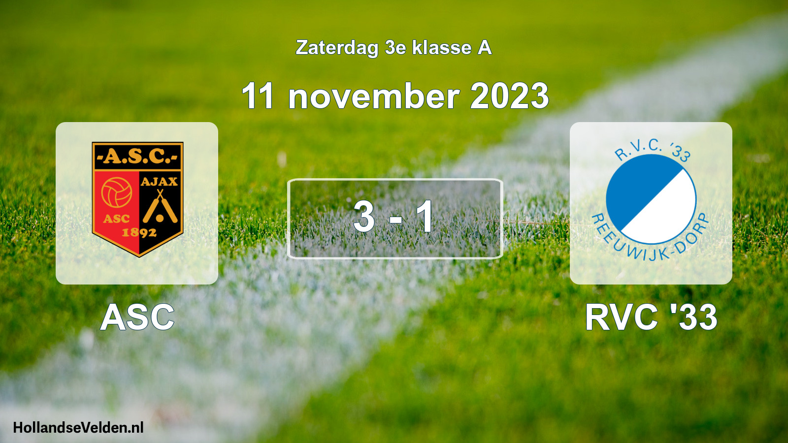 Total number of matches played: ASC - RVC '33 3 - 1 (11 November 2023)