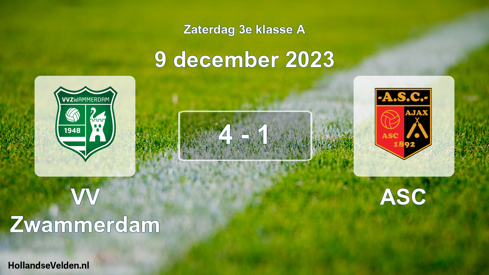 Total number of matches played: VV Zwammerdam - ASC 4 - 1 (9 December 2023)