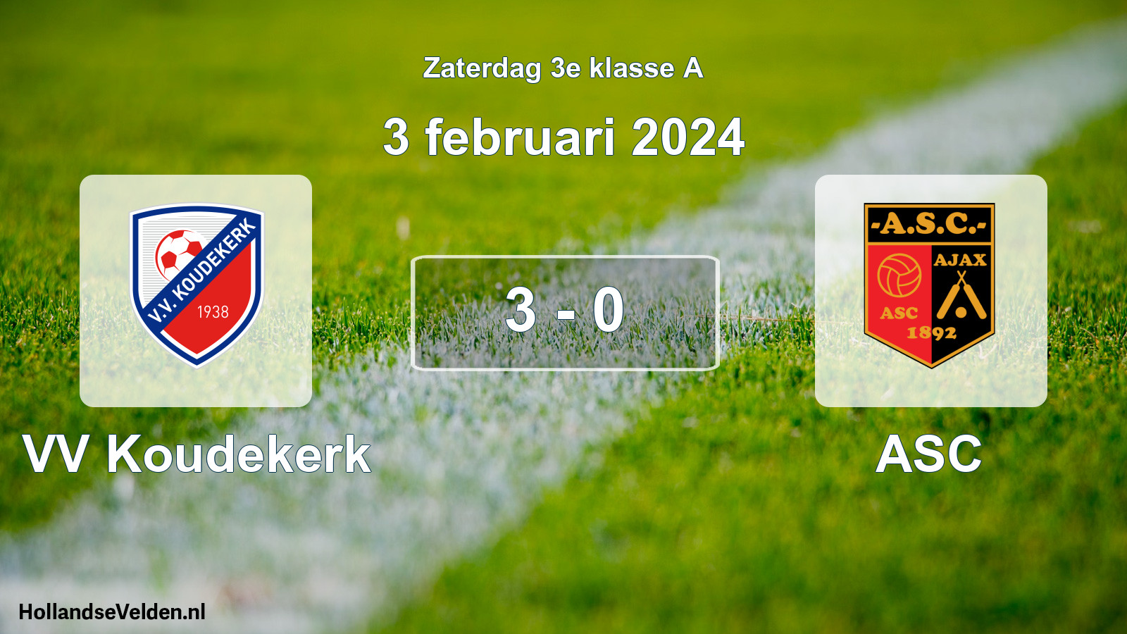 Total number of matches played: VV Koudekerk - ASC 3 - 0 (3 February 2024)