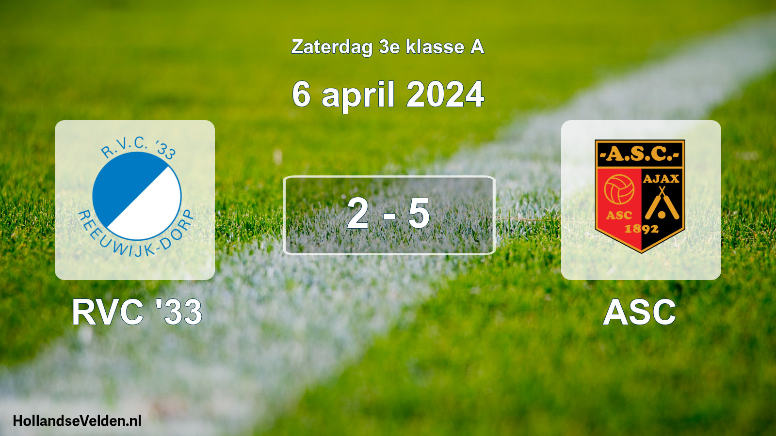 Total number of matches played: RVC '33 - ASC 2 - 5 (6 April 2024)