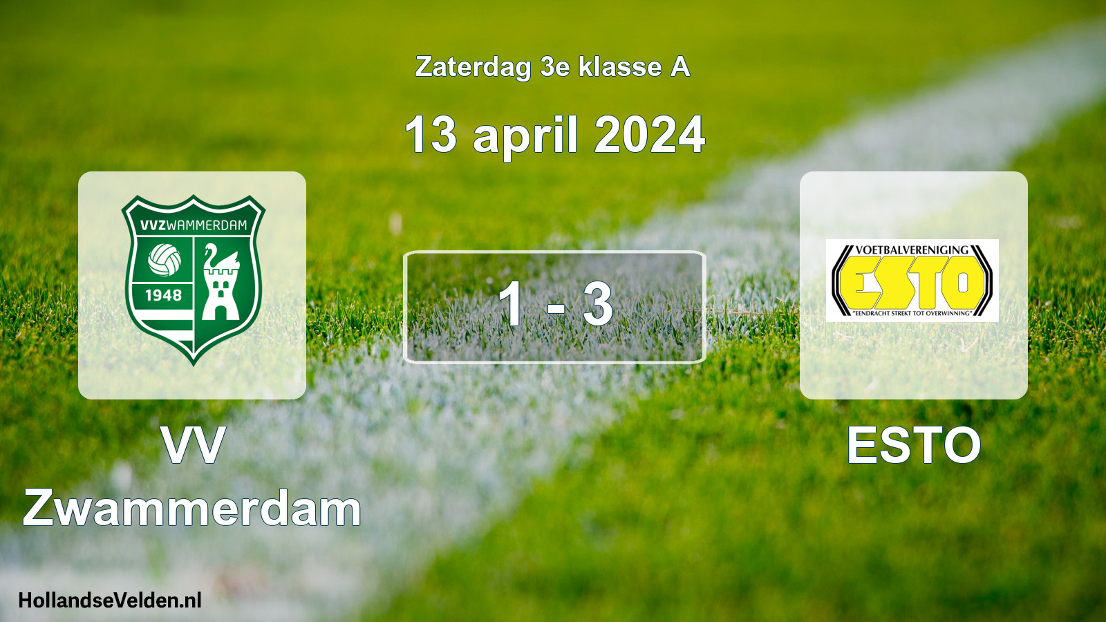 Total number of matches played: VV Zwammerdam - ESTO 1 - 3 (13 April 2024)