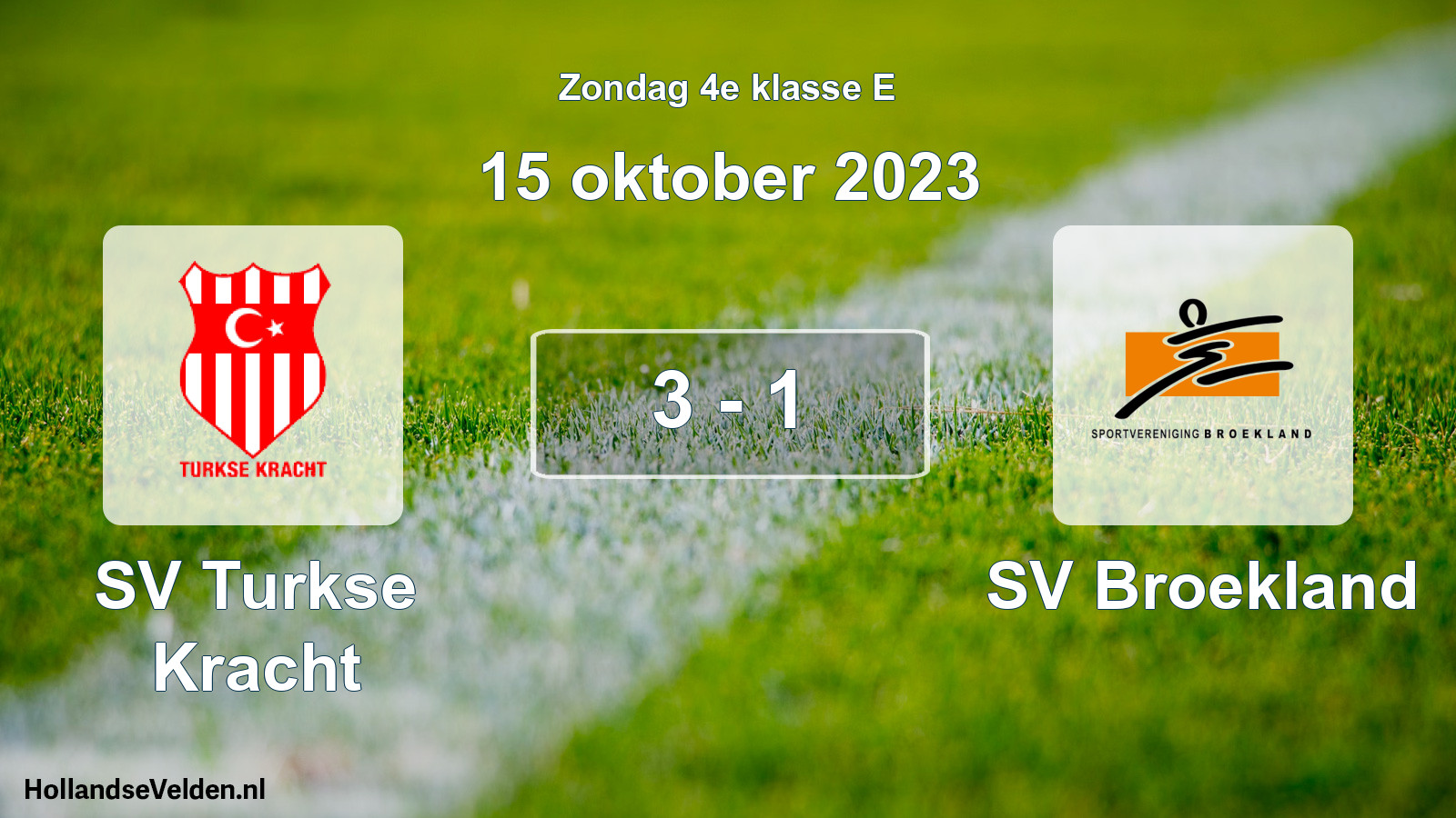 Total number of matches played: SV Turkse Kracht - SV Broekland 3 - 1 (15 October 2023)