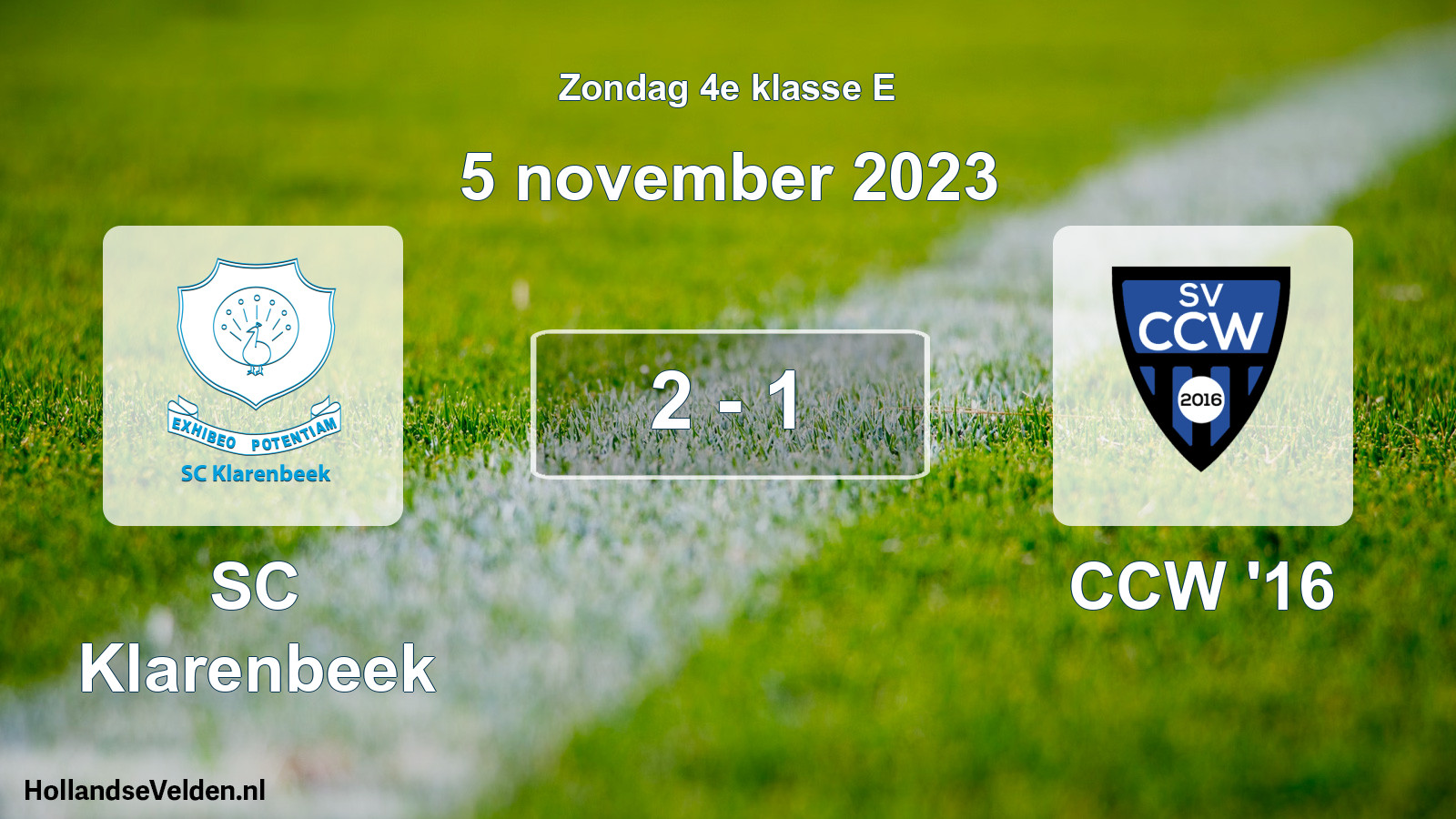 Total number of matches played: SC Klarenbeek - CCW '16 2 - 1 (5 November 2023)