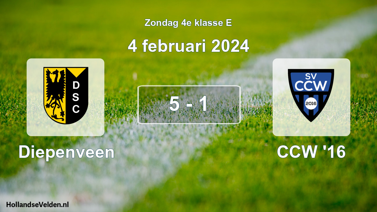 Total number of matches played: Diepenveen - CCW '16 5 - 1 (4 February 2024)