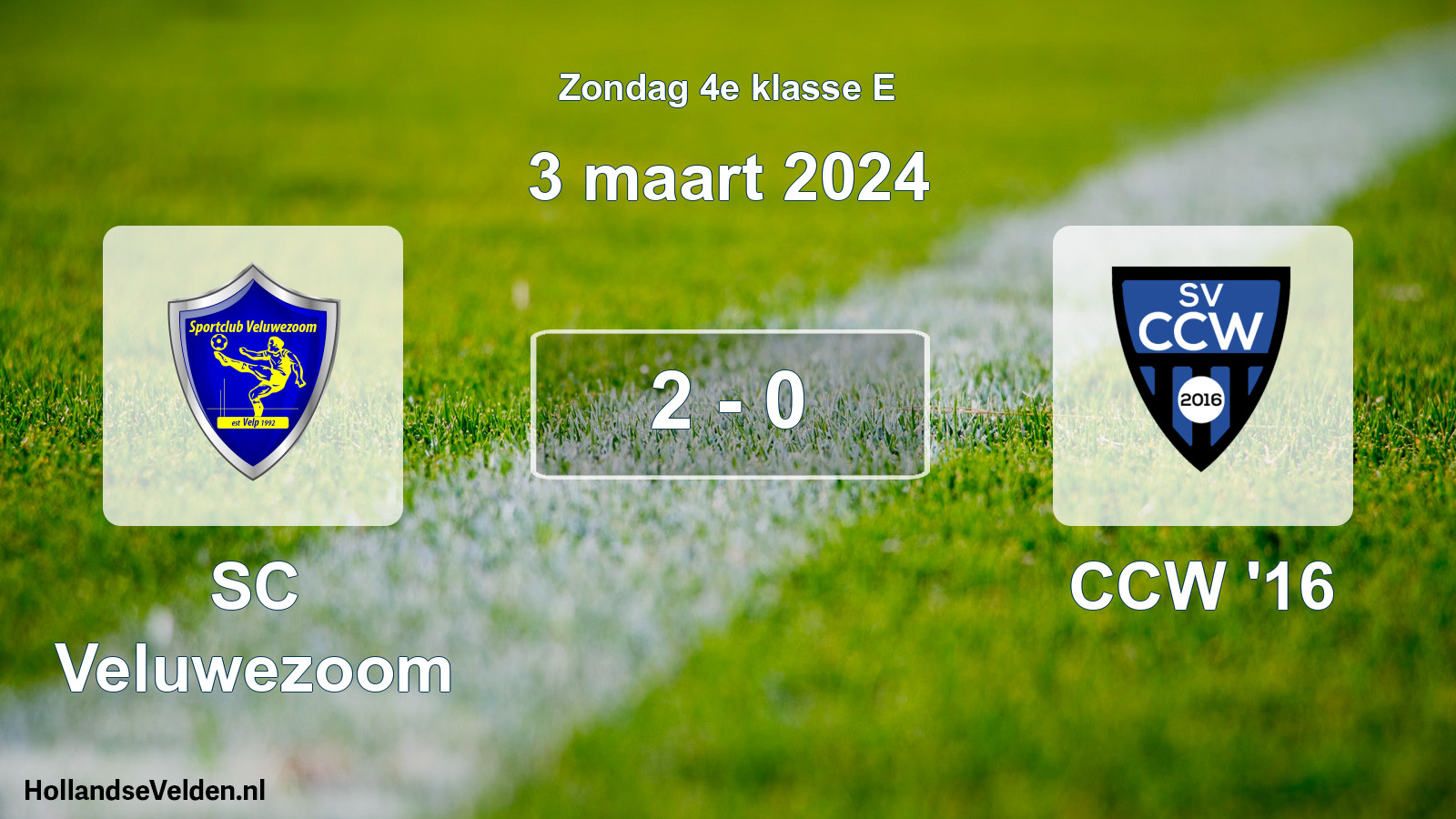 Total number of matches played: SC Veluwezoom - CCW '16 2 - 0 (3 March 2024)