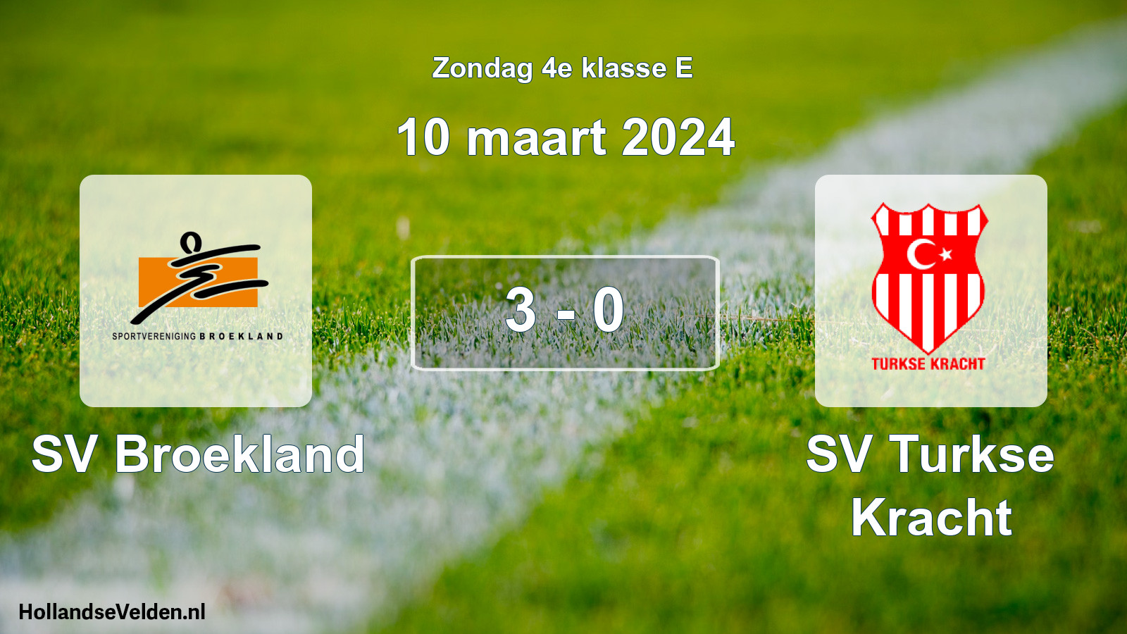 Total number of matches played: SV Broekland - SV Turkse Kracht 3 - 0 (10 March 2024)