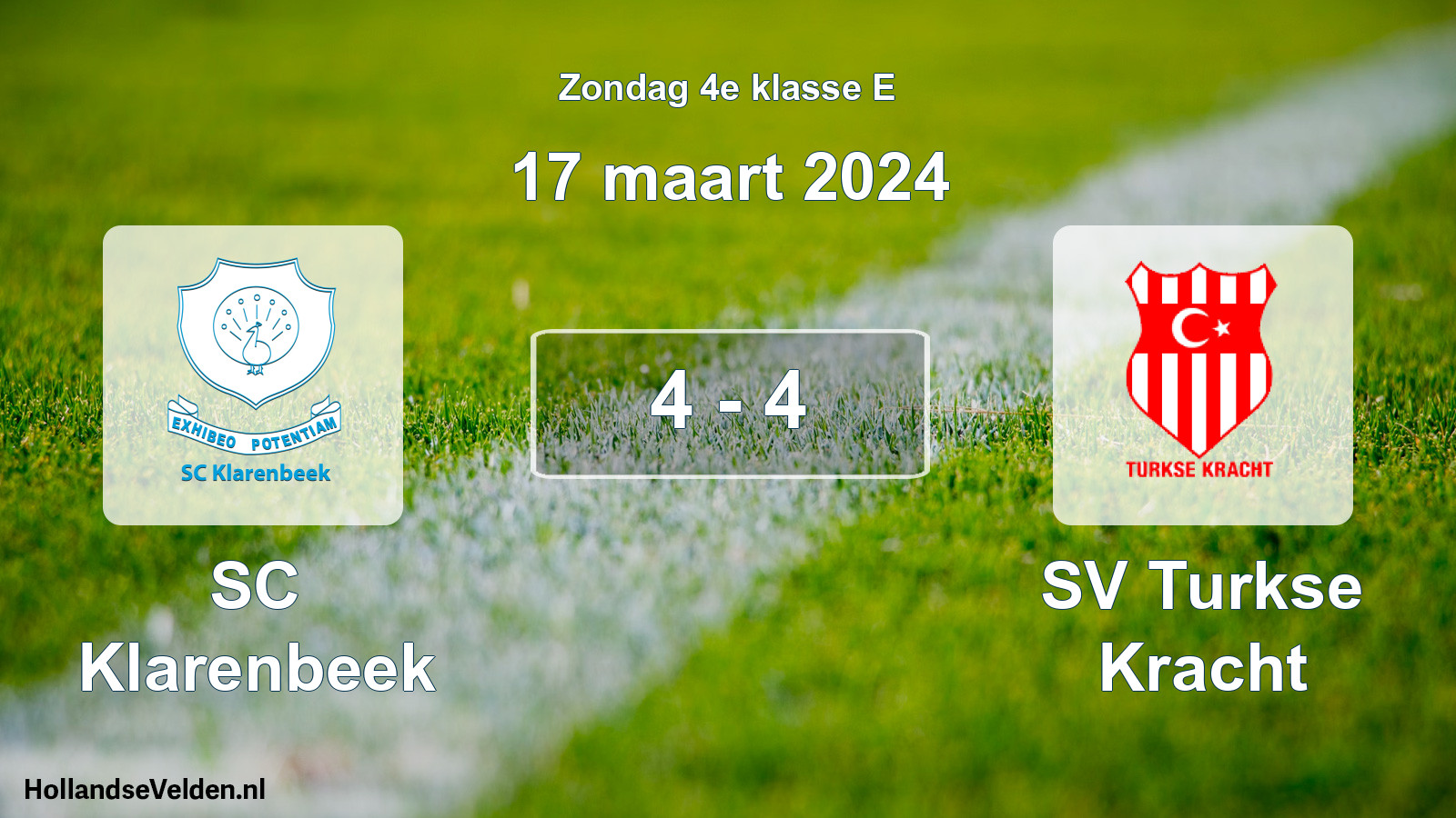 Total number of matches played: SC Klarenbeek - SV Turkse Kracht 4 - 4 (17 March 2024)