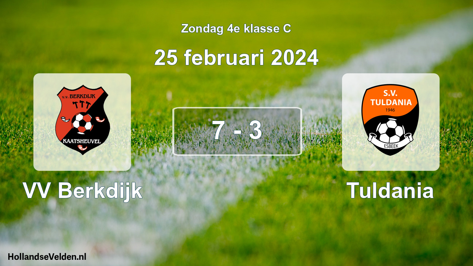 Total number of matches played: VV Berkdijk - Tuldania 7 - 3 (25 February 2024)