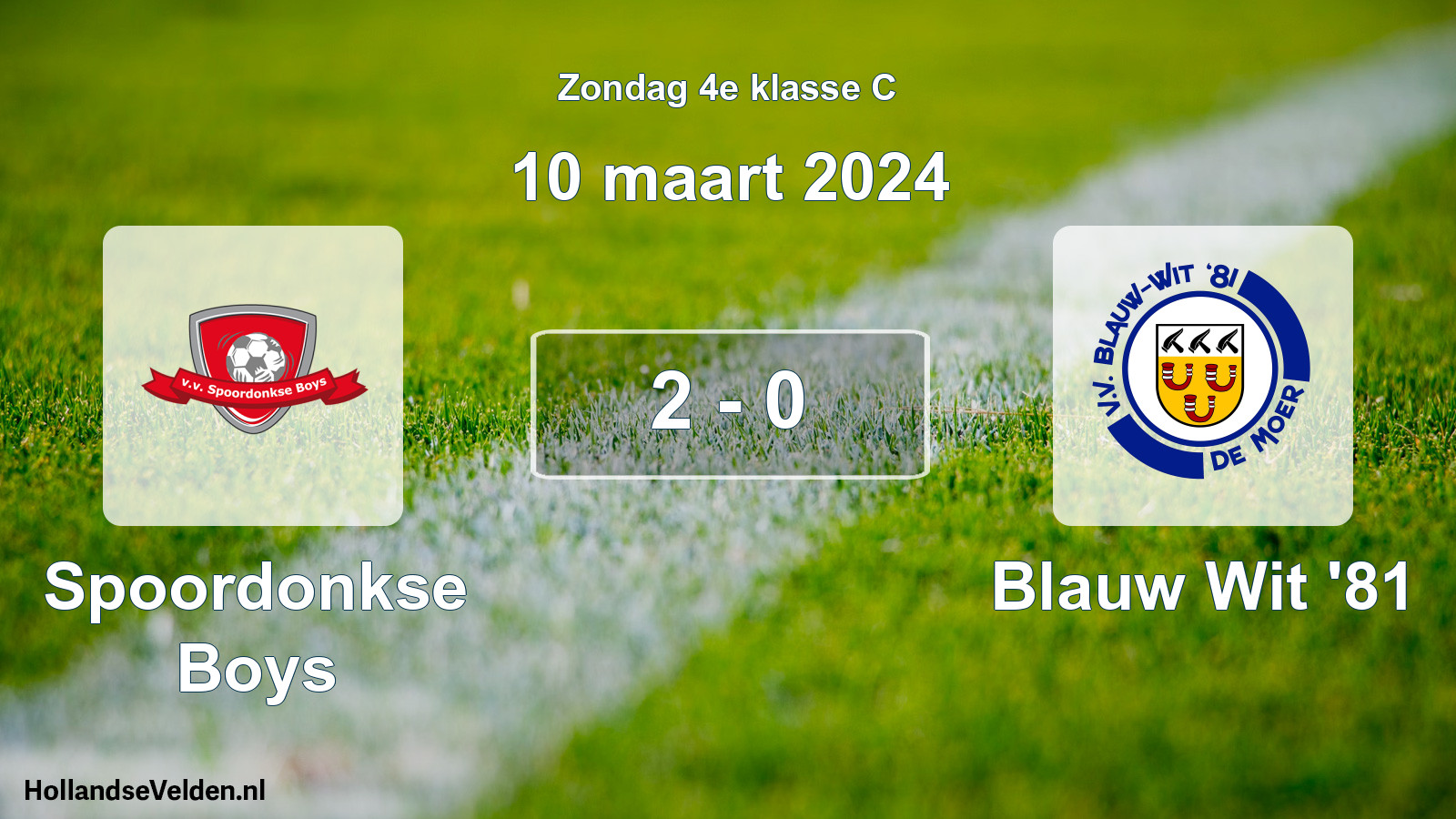 Total number of matches played: Spoordonkse Boys - Blauw Wit '81 2 - 0 (10 March 2024)
