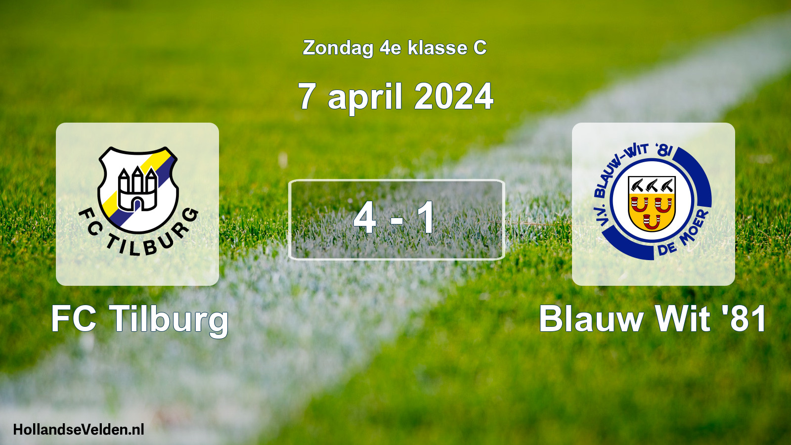 Total number of matches played: FC Tilburg - Blauw Wit '81 4 - 1 (7 April 2024)